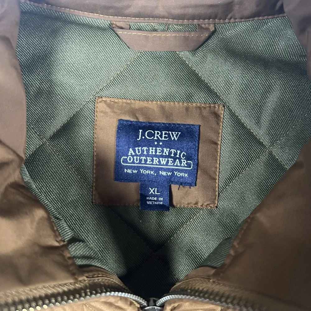 J.Crew Quilted Vest XL Brown Mens Full Zip Diamond‎ Stitch Pockets Lightweight
